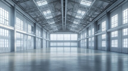 Empty spacious warehouse interior