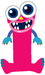Playful Pink Monster with Big Eyes Illustration
