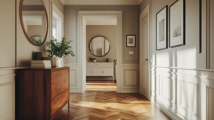 The hallway of an apartment. The interior design. modern classic. apartment. interior. design . architecture