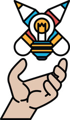 A hand is holding a light bulb