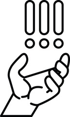 hand with three dots on it one of which is pointing up