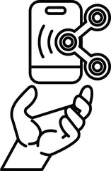 hand holding a cell phone with a controller