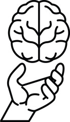 hand holding a brain with the left half and the right half orange