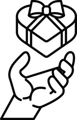 hand holding a box with a bow