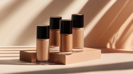 Four Shades of Foundation in Soft Sunlight