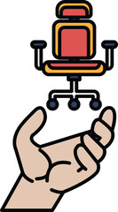 A hand holding a chair