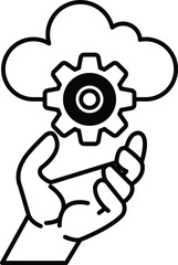 hand holding a gear with a cloud in the background