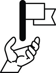 Naklejka premium hand holding a flag with a stripe