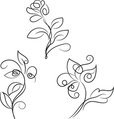Three Elegant Line Art Floral Designs for Invitations