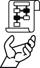 hand is holding a piece of paper with a diagram on it