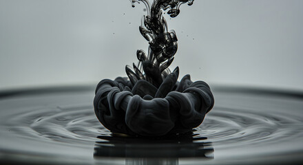 Black Ink Dissolving Creating Unique Shapes Underwater Isolated Background