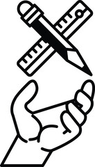 hand holding a pencil and a ruler