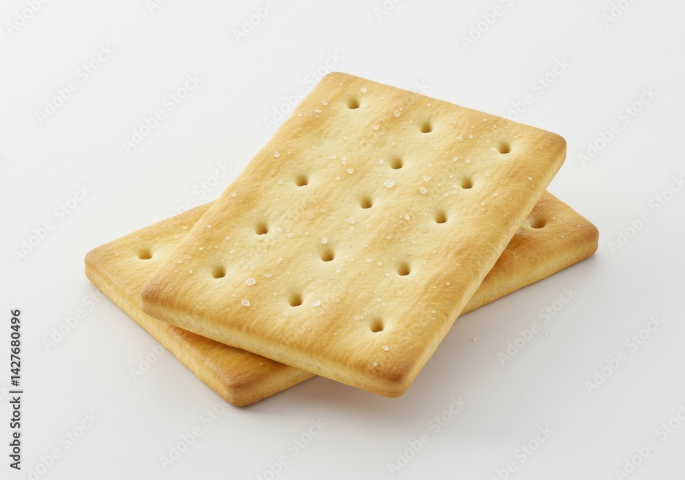 Poster two rectangular crackers stacked on top of each other on a white background in a studio shot view