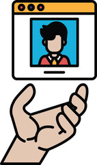 A hand holding a picture of a man