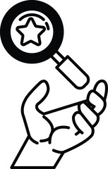 hand holding a magnifying glass with a star in the middle