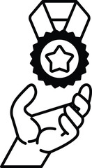 hand holding a star and a medal