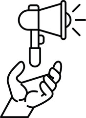 hand holding a microphone with a big speaker on top of it