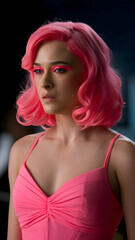 Naklejka premium Pink hair girl 