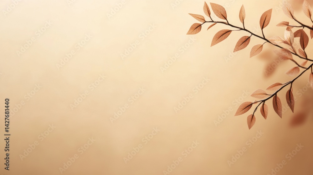 Aufkleber a minimalistic design featuring a branch with delicate leaves against a soft, neutral background, cr