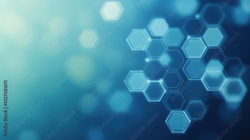 Poster a visually stunning abstract background featuring hexagonal patterns in shades of blue, evoking a se