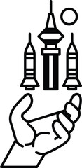 hand is holding three rockets in a circle
