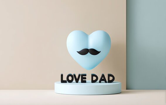 Heart with Mustache and Love Dad Message
