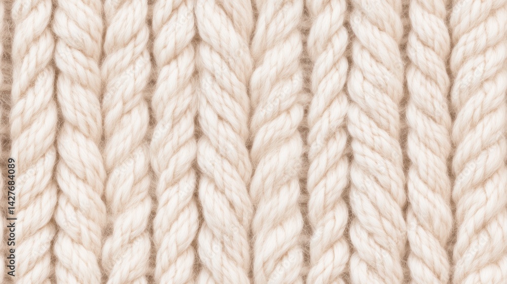 Poster a close-up view of textured, twisted ropes, showcasing a light color scheme and intricate weaving pa