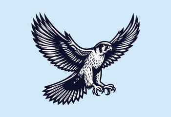 Naklejka premium Eagle vector illustration isolated on blue background. Eagle with wings.