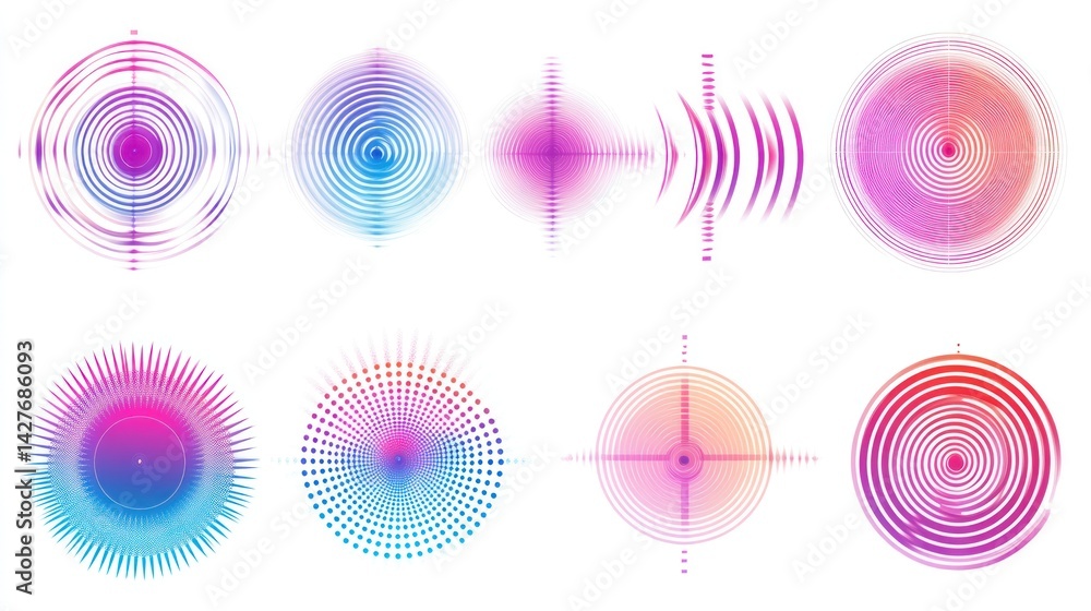 Poster abstract graphic elements with vibrant circular patterns