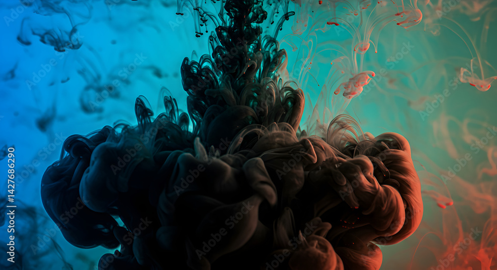 Poster Abstract Colored Ink Explosion in Water Background With Dynamic Motion