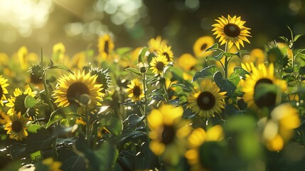 Sunflowers field on sunny day. sunflower. field. Flowers. Flower