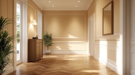 Modern classic apartment hallway. Stylish apartment. Cozy hallway interior. Apartment