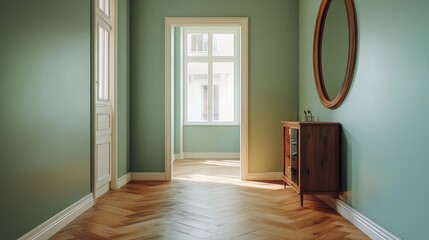 Modern classic apartment hallway. Stylish apartment. Cozy hallway interior. Apartment