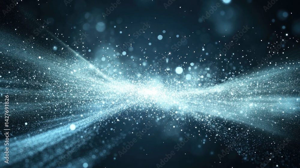 Poster abstract digital art of light streams and particles in space