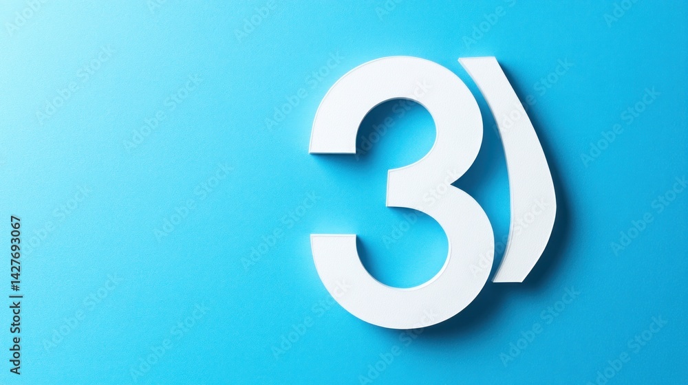 Poster modern stylized number three design