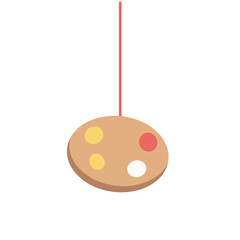 A hanging artist palette with colorful paint spots, perfect for art-themed decorations, creative classrooms, or studio visuals that inspire imagination and expression.