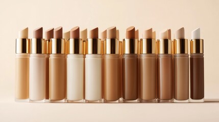Diverse Shades of Foundation Makeup: A spectrum of colors representing beauty inclusivity