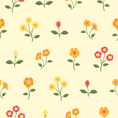 Vector Primrose Flower Seamless Pattern Background for Print Fabric Surface Fashion Wrapping