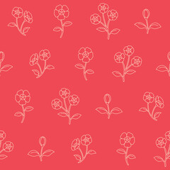 Outline Vector Primrose Flower Seamless Pattern Background for Print Fabric Surface Fashion Wrapping
