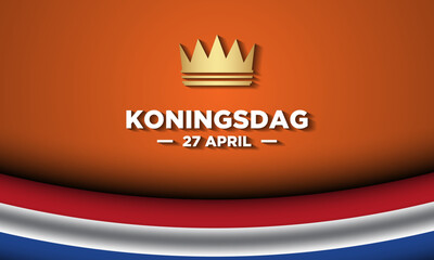 Koningsdag greeting card with flag of the Netherland.