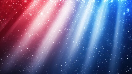 Red and blue stage lights with glittering particles