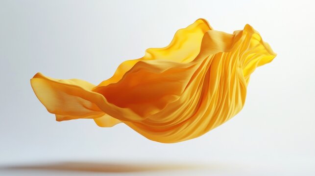 Dynamic, vibrant yellow fabric folds in mid-air