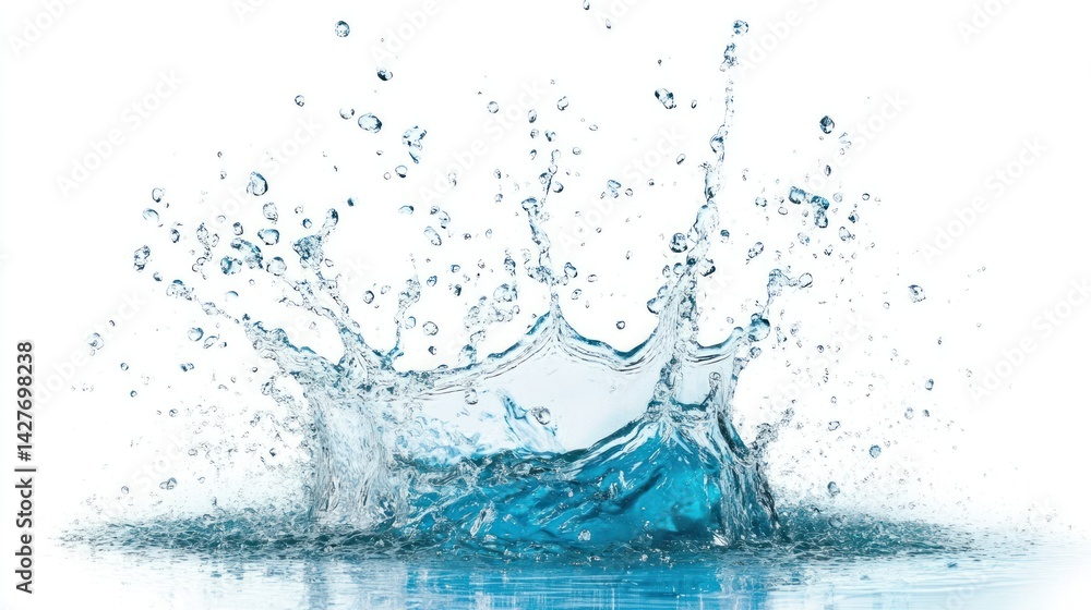 Poster dynamic water splash moment capturing a burst of freshness and pureness with stunning droplets scatt