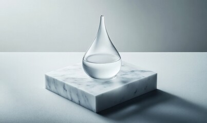 Fototapeta premium Water drop glass marble surface studio shot, pure clean