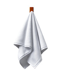 Soft White Towel Hanging on Wooden Peg – Minimalist Home Decor – Isolated on Transparent Background