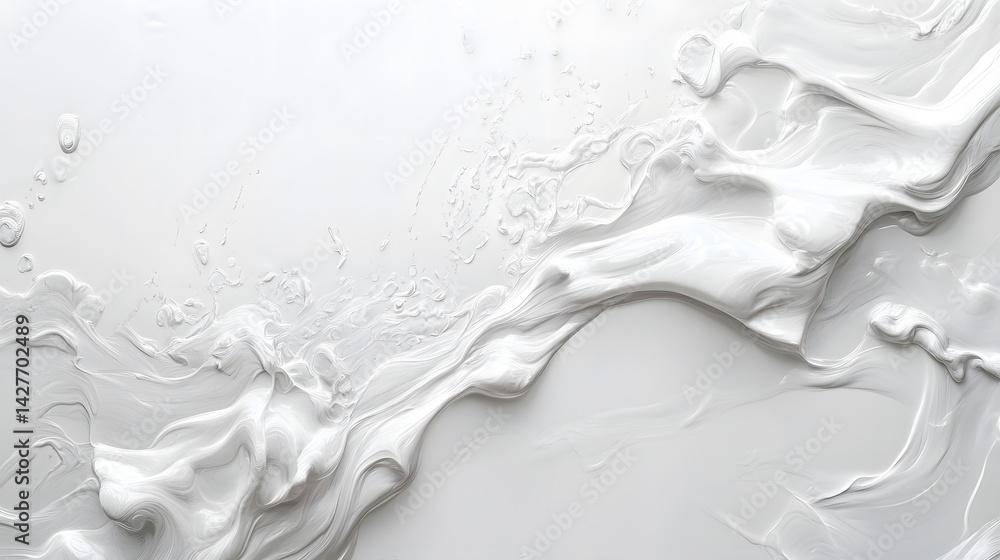 Aufkleber creating smooth textures using white cream on horizontal pure white background studio photography