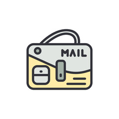 Mailbag colored icons, minimalist vector illustration ,simple transparent graphic element .Isolated on white background