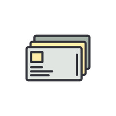 Mail colored icons, minimalist vector illustration ,simple transparent graphic element .Isolated on white background