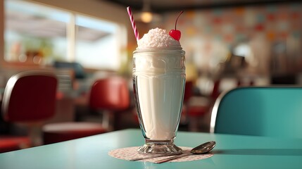 Sip a Creamy Vintage Vanilla Milkshake at Your Favorite Retro Diner for an Unforgettable Indulgence