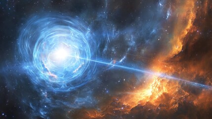 Cosmic energy burst through nebula